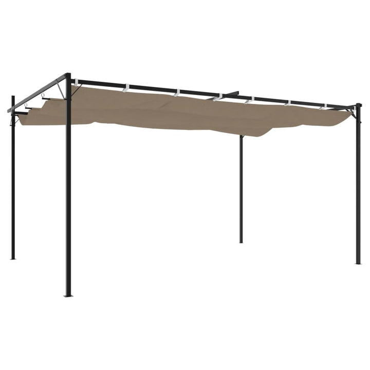 pergola med sammenrulleligt tag 395x292x230 cm gråbrun
