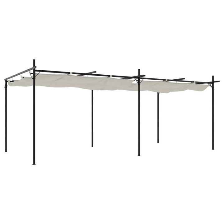 pergola med sammenrulleligt tag 589x292x230 cm cremefarvet