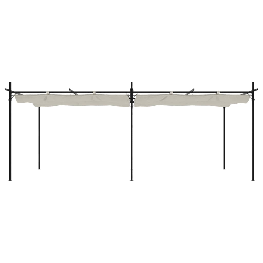pergola med sammenrulleligt tag 589x292x230 cm cremefarvet