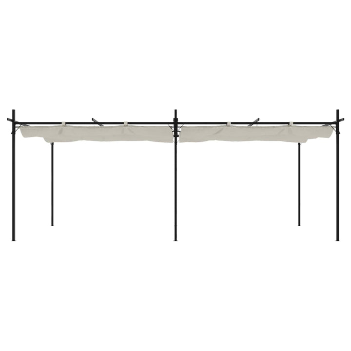 pergola med sammenrulleligt tag 589x292x230 cm cremefarvet