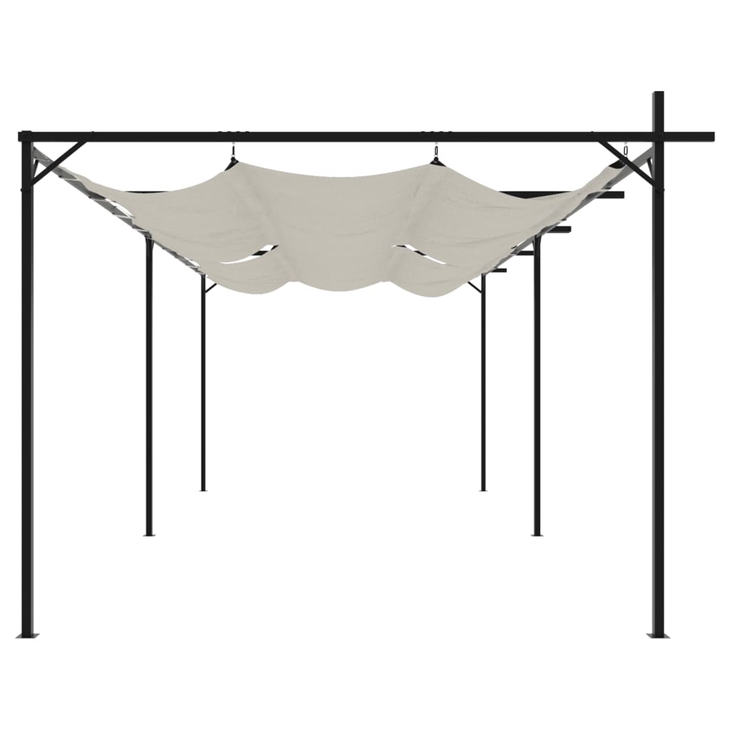 pergola med sammenrulleligt tag 589x292x230 cm cremefarvet