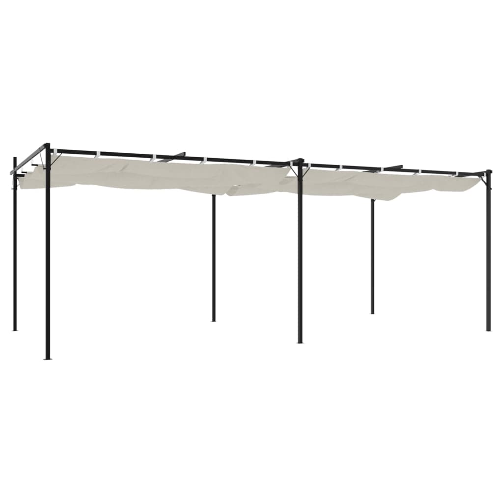 pergola med sammenrulleligt tag 589x292x230 cm cremefarvet
