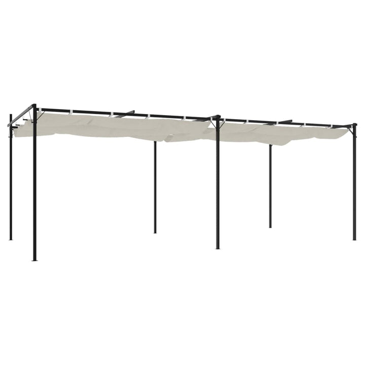 pergola med sammenrulleligt tag 589x292x230 cm cremefarvet