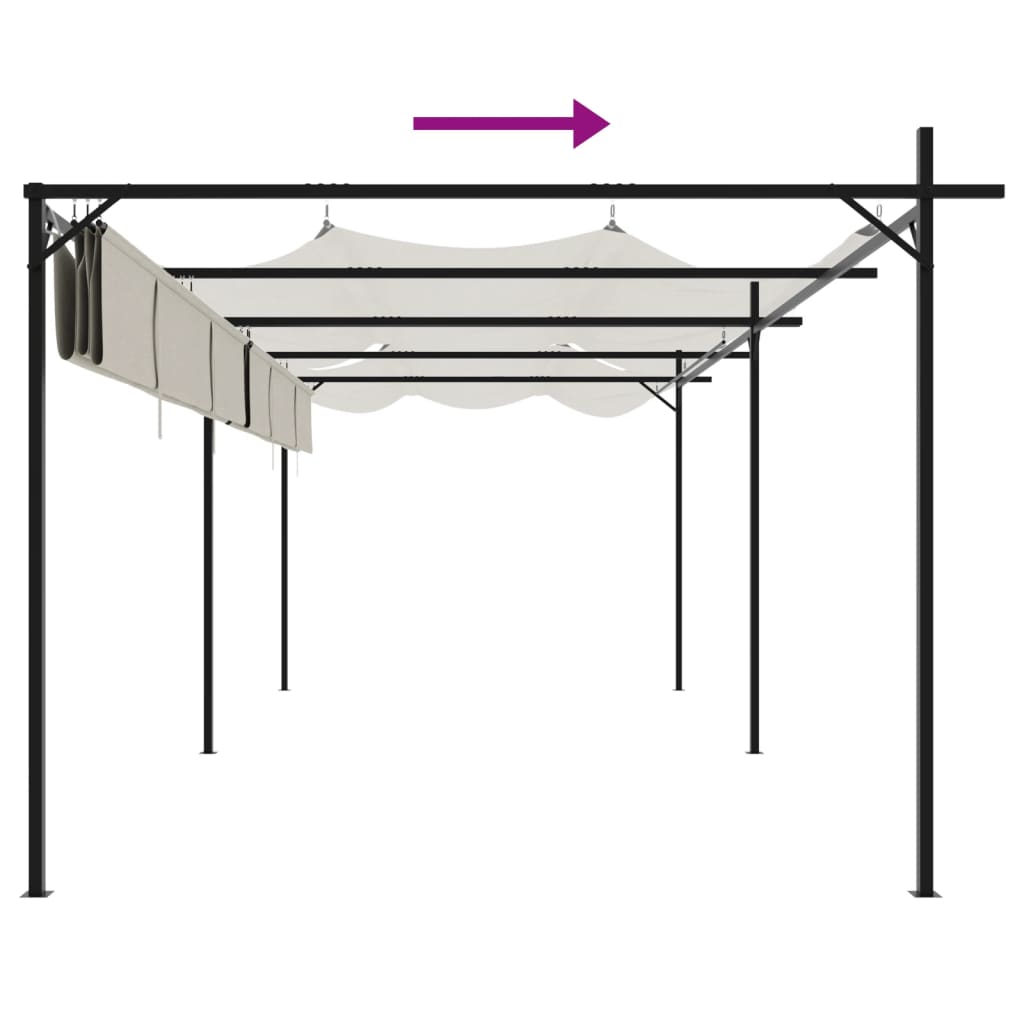 pergola med sammenrulleligt tag 589x292x230 cm cremefarvet