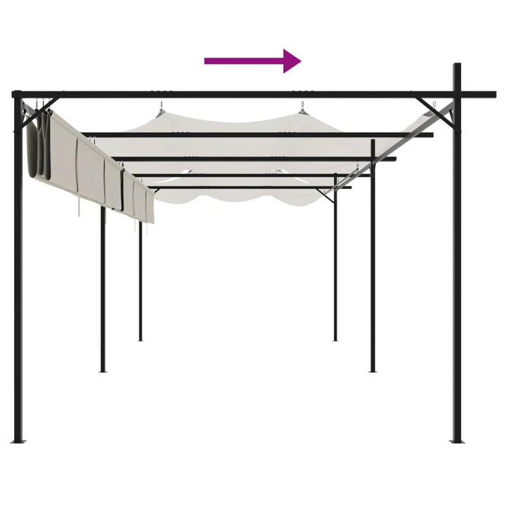pergola med sammenrulleligt tag 589x292x230 cm cremefarvet