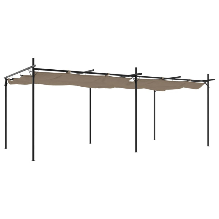 pergola med sammenrulleligt tag 589x292x230 cm gråbrun