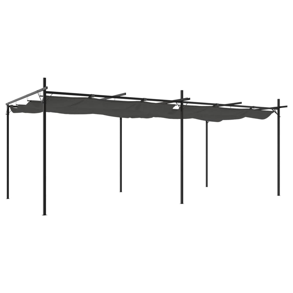 pergola med sammenrulleligt tag 589x292x230 cm antracitgrå