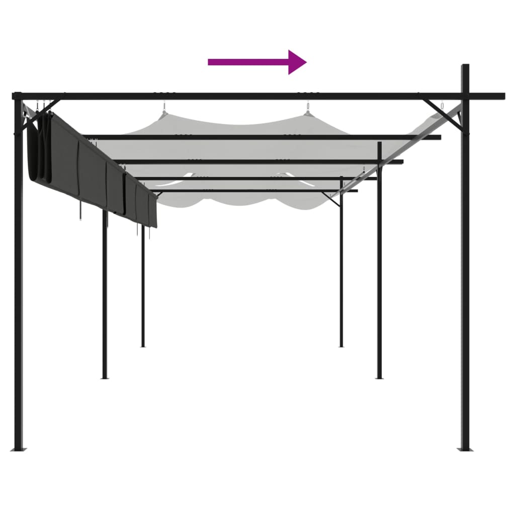 pergola med sammenrulleligt tag 589x292x230 cm antracitgrå