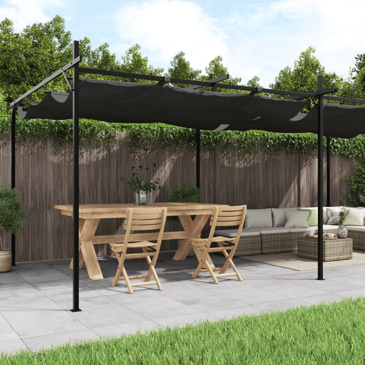 pergola med sammenrulleligt tag 589x292x230 cm antracitgrå