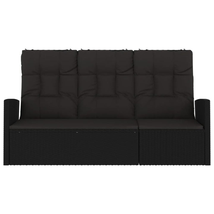 havebænk med hynder 173 cm polyrattan sort