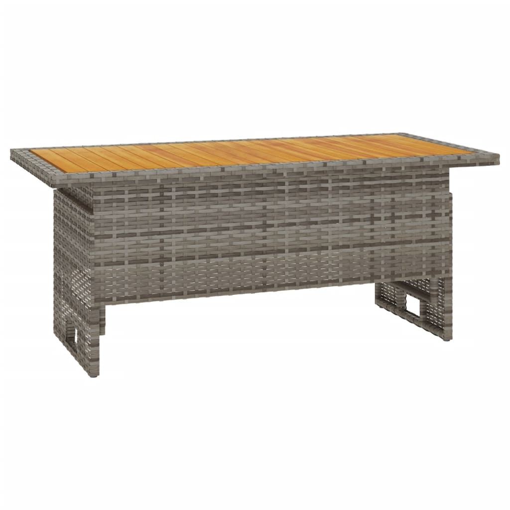 havebord 100x50x43/63 cm massivt akacietræ og polyrattan grå
