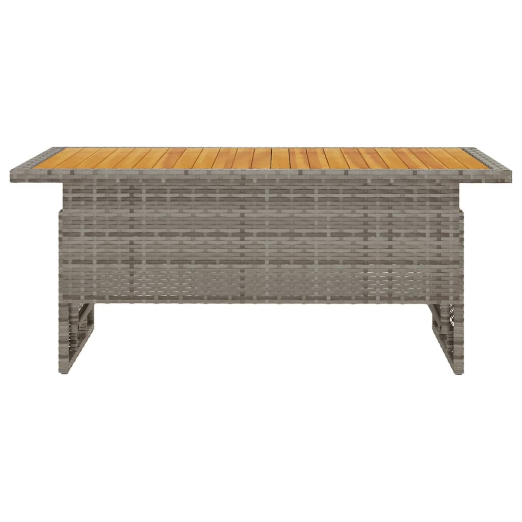 havebord 100x50x43/63 cm massivt akacietræ og polyrattan grå