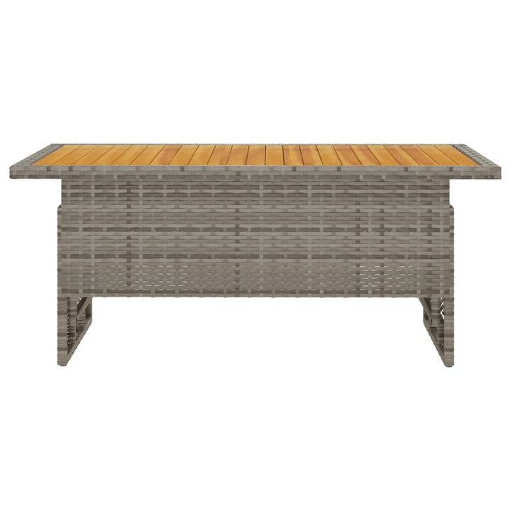 havebord 100x50x43/63 cm massivt akacietræ og polyrattan grå