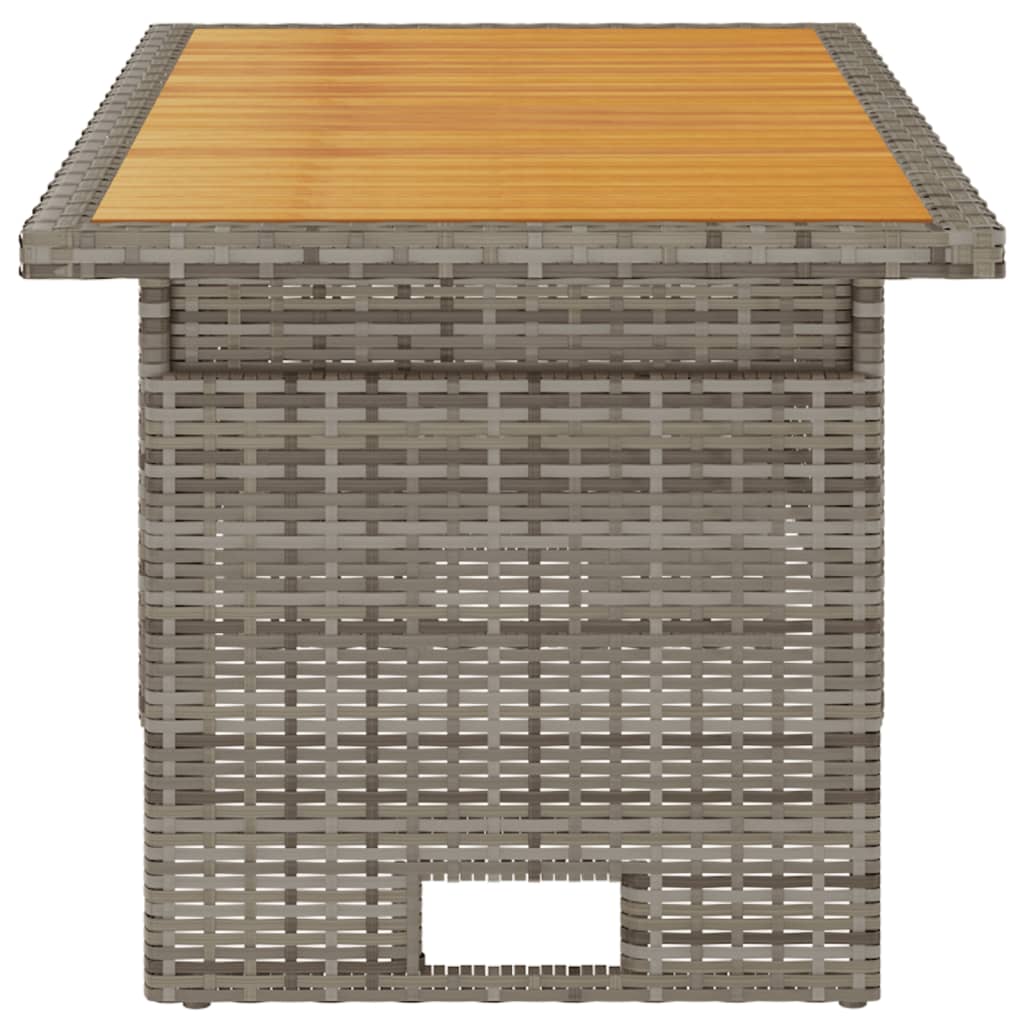 havebord 100x50x43/63 cm massivt akacietræ og polyrattan grå
