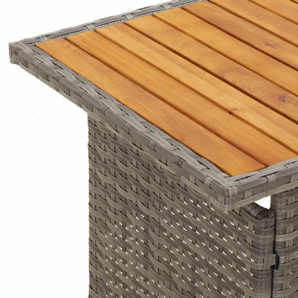 havebord 100x50x43/63 cm massivt akacietræ og polyrattan grå