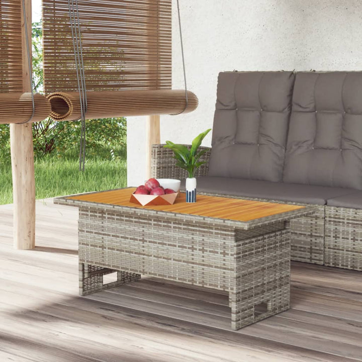 havebord 100x50x43/63 cm massivt akacietræ og polyrattan grå