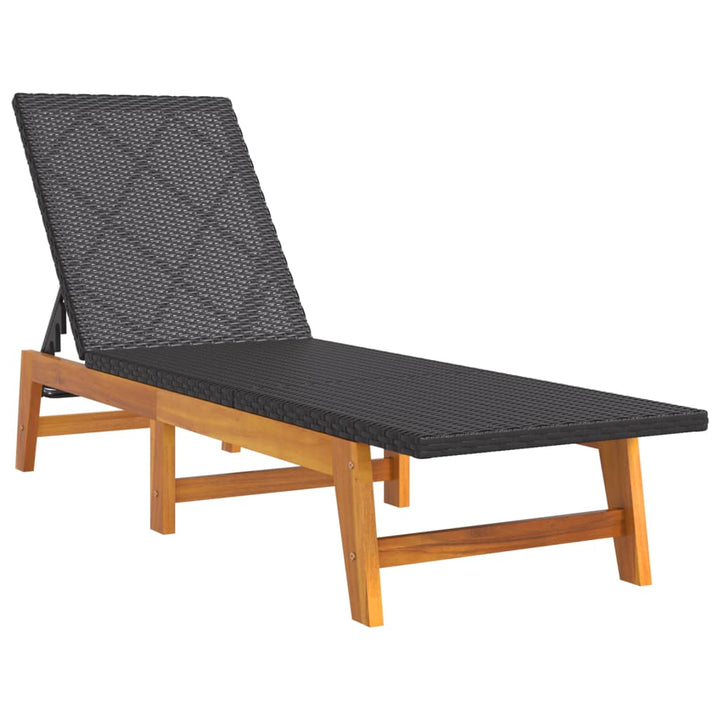 liggestol med bord polyrattan og massivt akacietræ