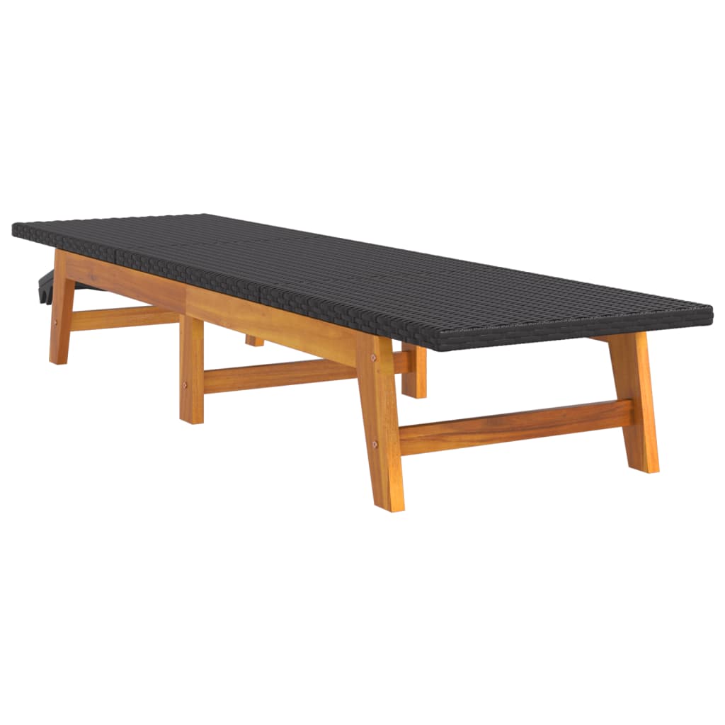 liggestol med bord polyrattan og massivt akacietræ
