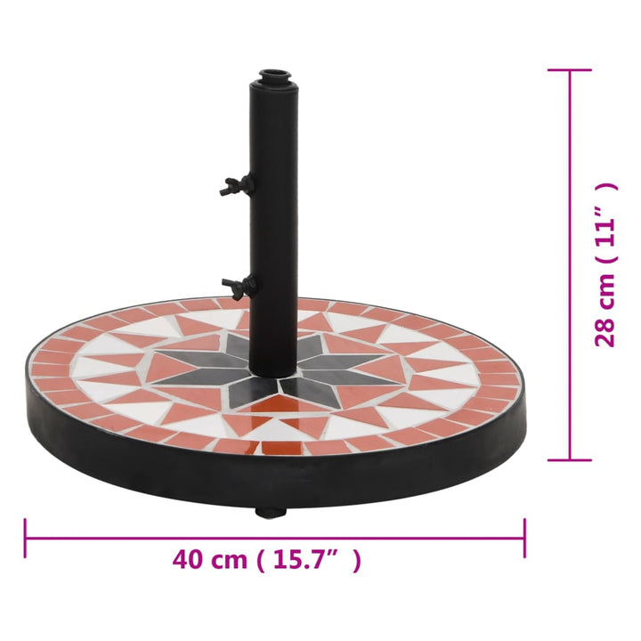 parasolfod 12 kg rund terrakotta og hvid