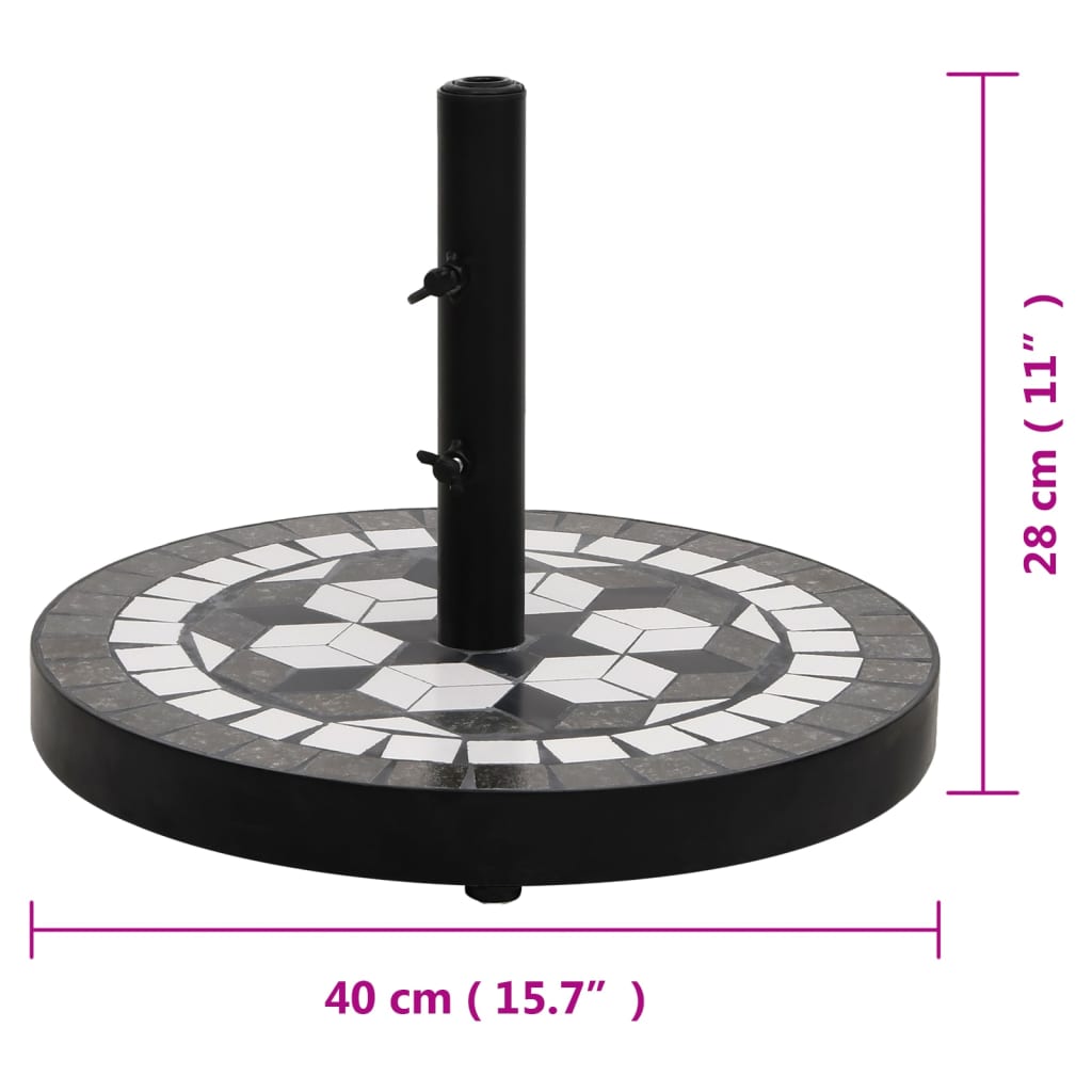 parasolfod 12 kg rund sort og hvid