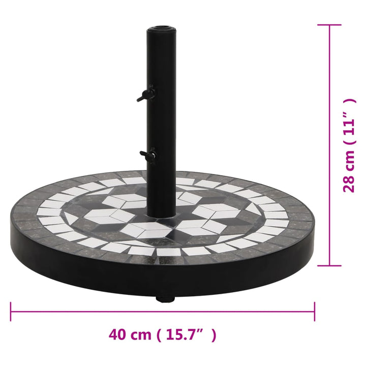 parasolfod 12 kg rund sort og hvid