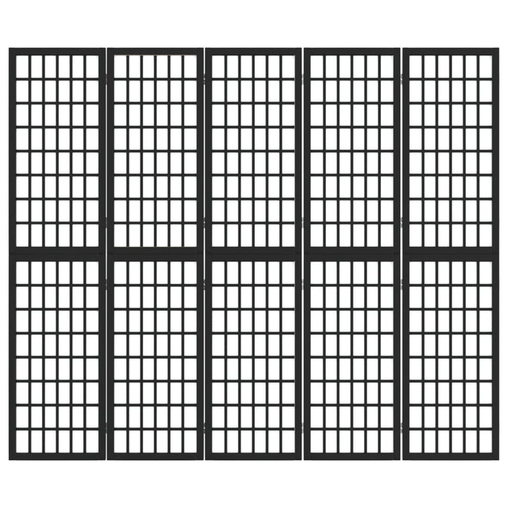 5-panels rumdeler 200x170 cm foldbar japansk stil sort