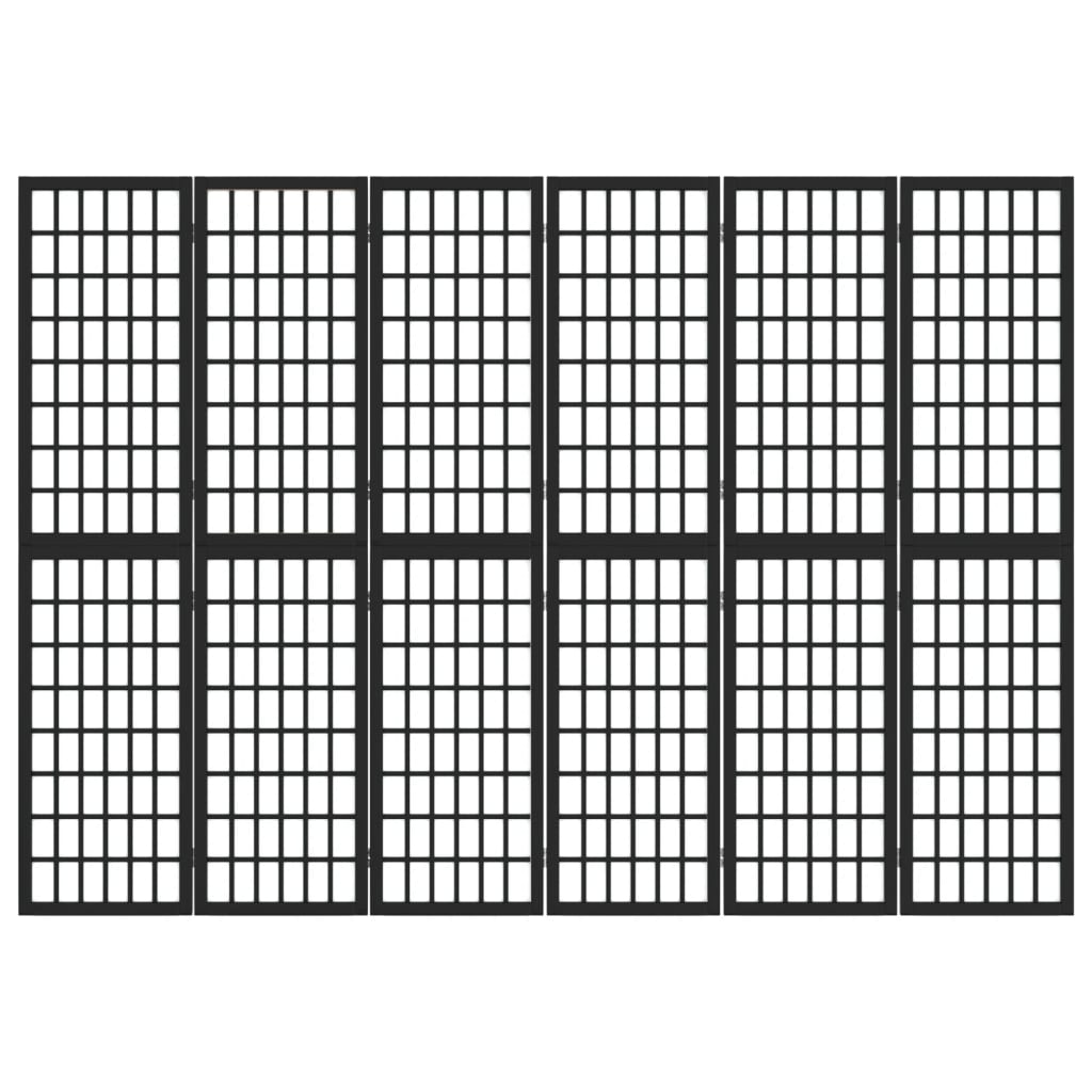 6-panels rumdeler 240x170 cm foldbar japansk stil sort
