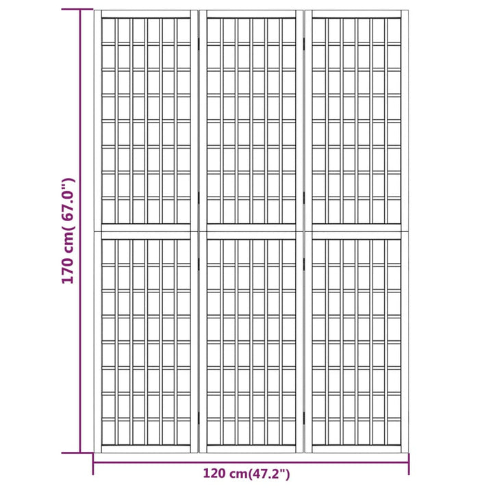 3-panels rumdeler 120x170 cm foldbar japansk stil