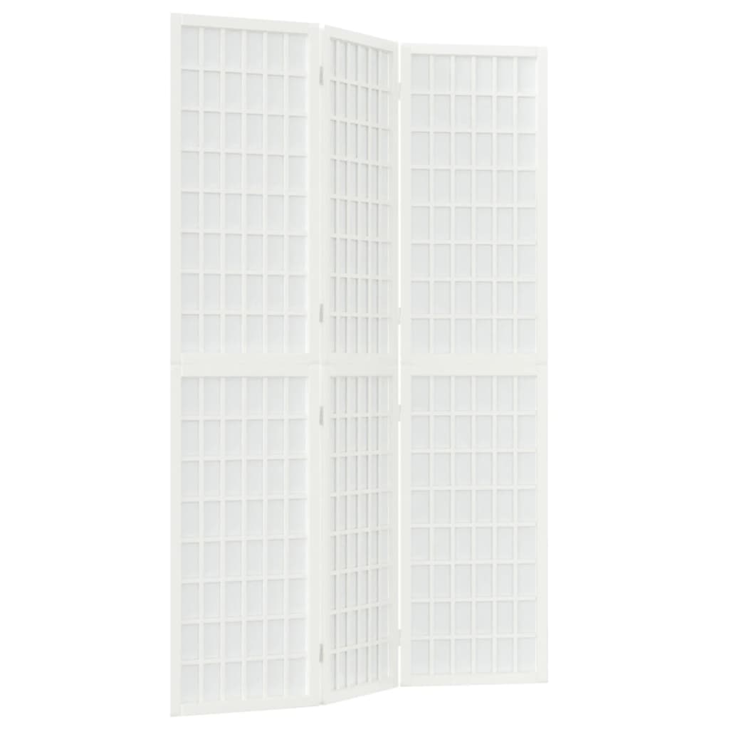 3-panels rumdeler 120x170 cm foldbar japansk stil hvid
