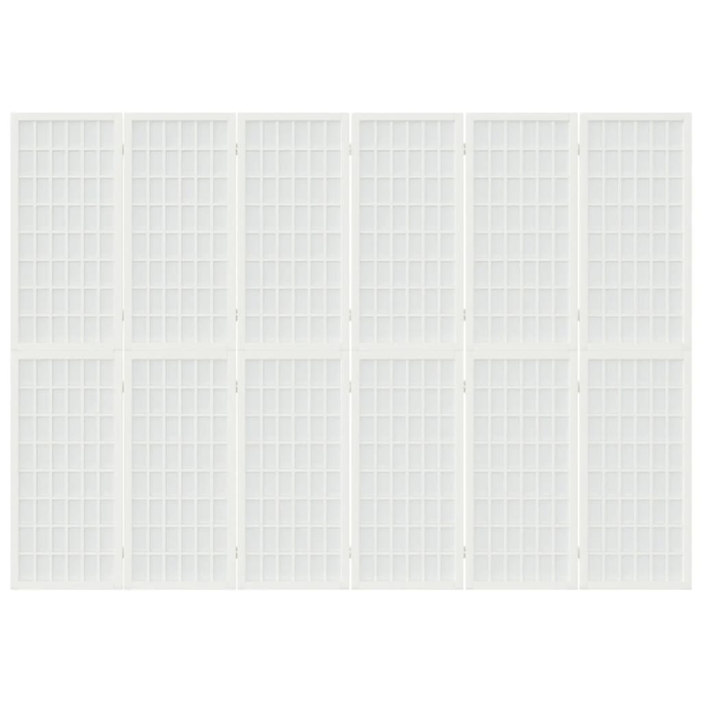 6-panels rumdeler 240x170 cm foldbar japansk stil hvid