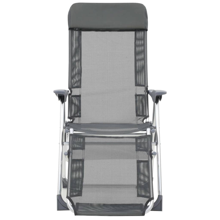 foldbare campingstole med fodstøtter 2 stk. textilene grå
