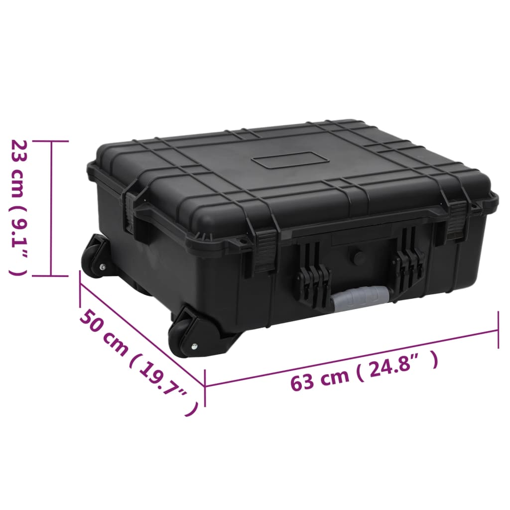 flightcase med hjul 63x50x23 cm PP sort