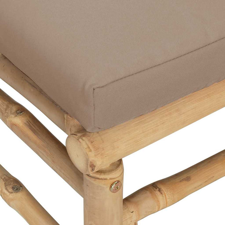 hjørnemodul til havesofa med gråbrune hynder bambus