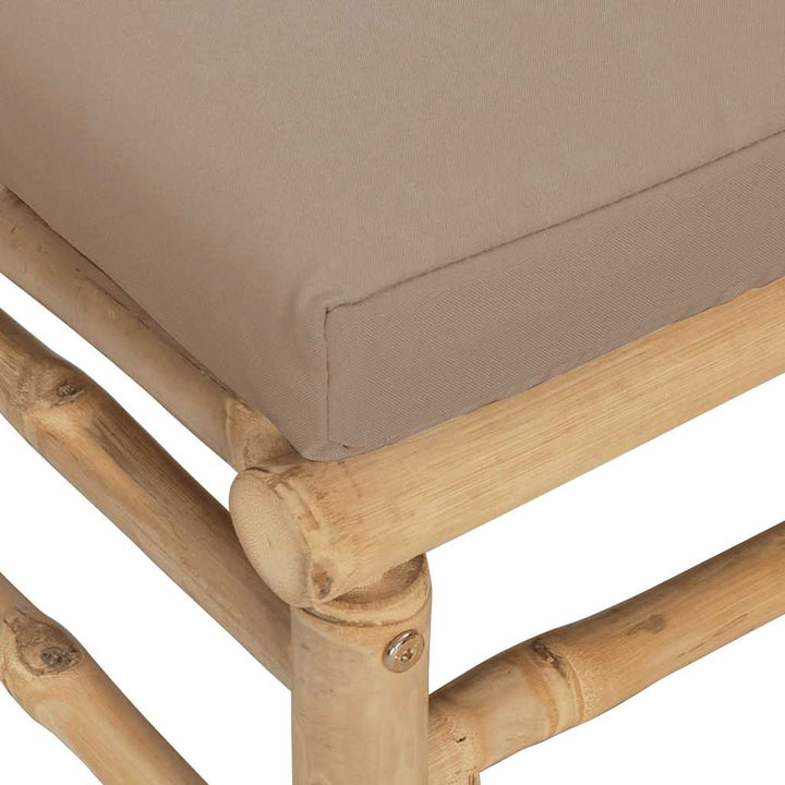 midtermodul til havesofa med gråbrune hynder bambus