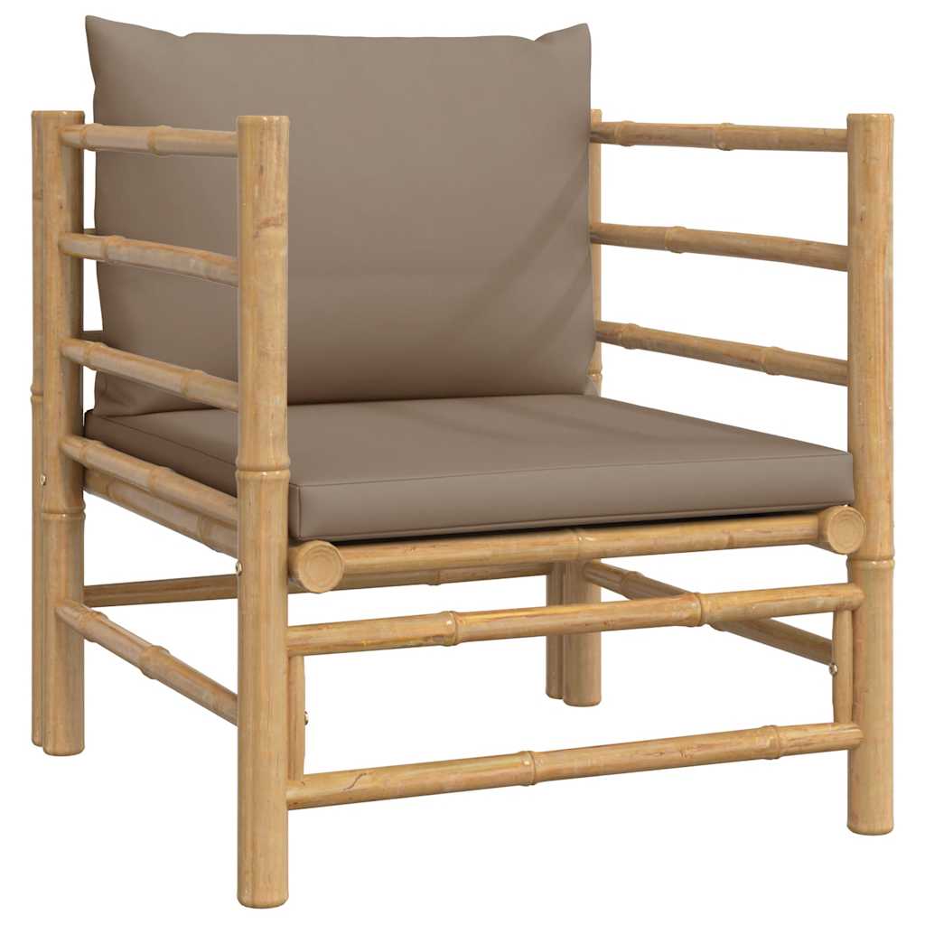 havesofa med gråbrune hynder bambus