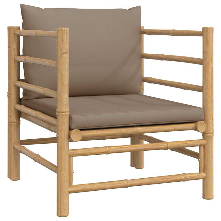 havesofa med gråbrune hynder bambus