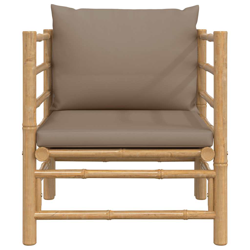 havesofa med gråbrune hynder bambus