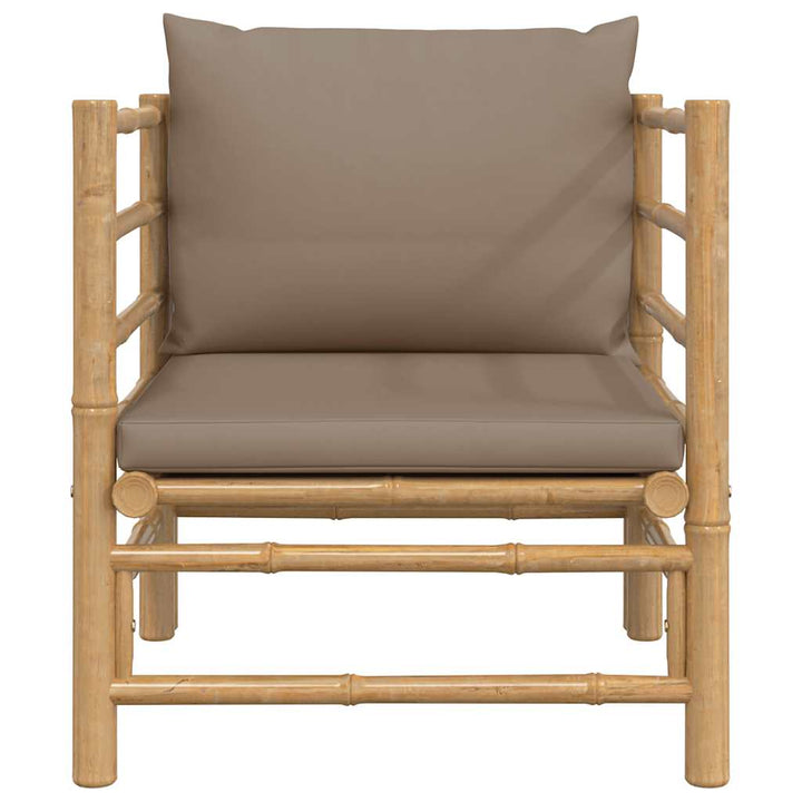 havesofa med gråbrune hynder bambus