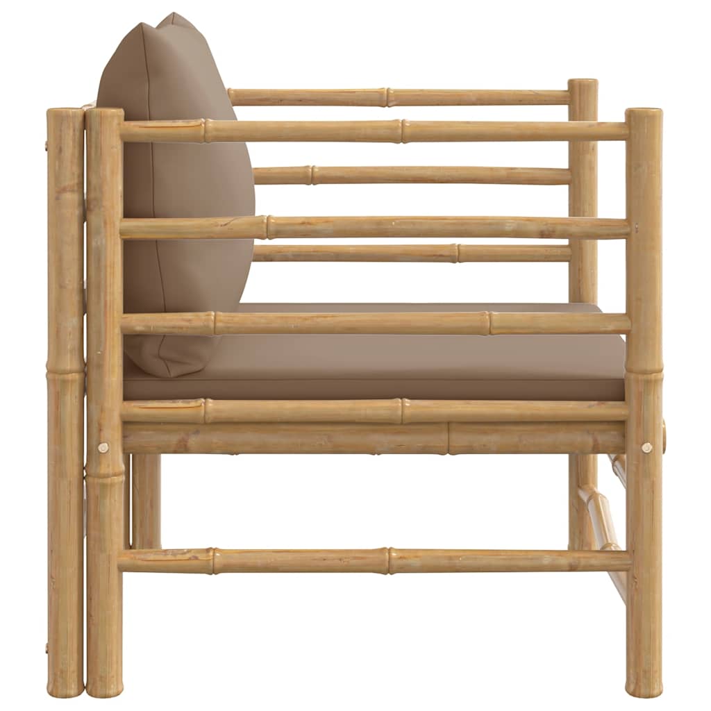 havesofa med gråbrune hynder bambus