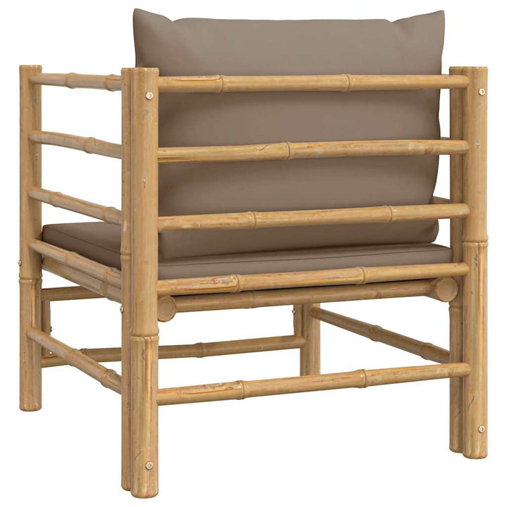 havesofa med gråbrune hynder bambus