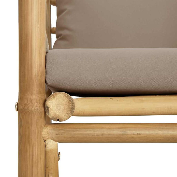 havesofa med gråbrune hynder bambus