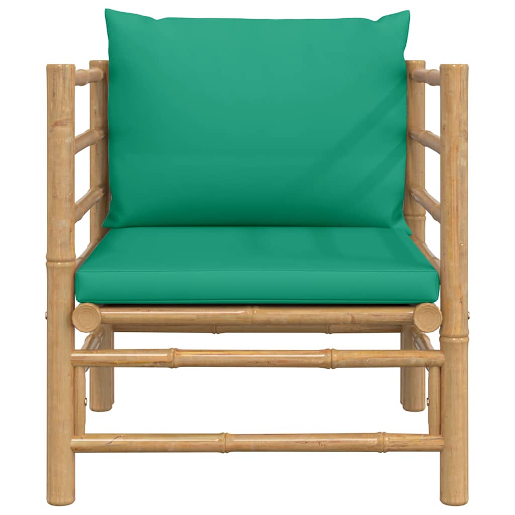 havesofa med grønne hynder bambus