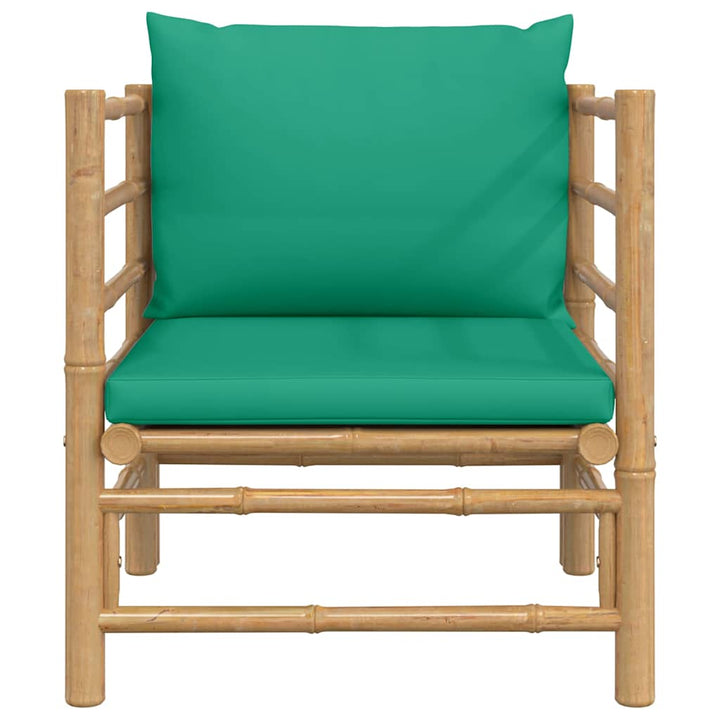 havesofa med grønne hynder bambus