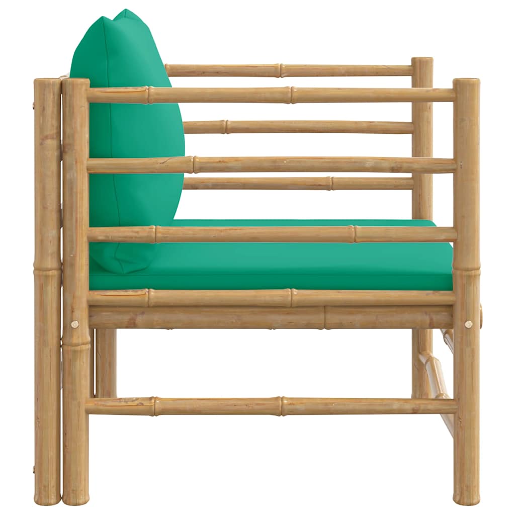 havesofa med grønne hynder bambus