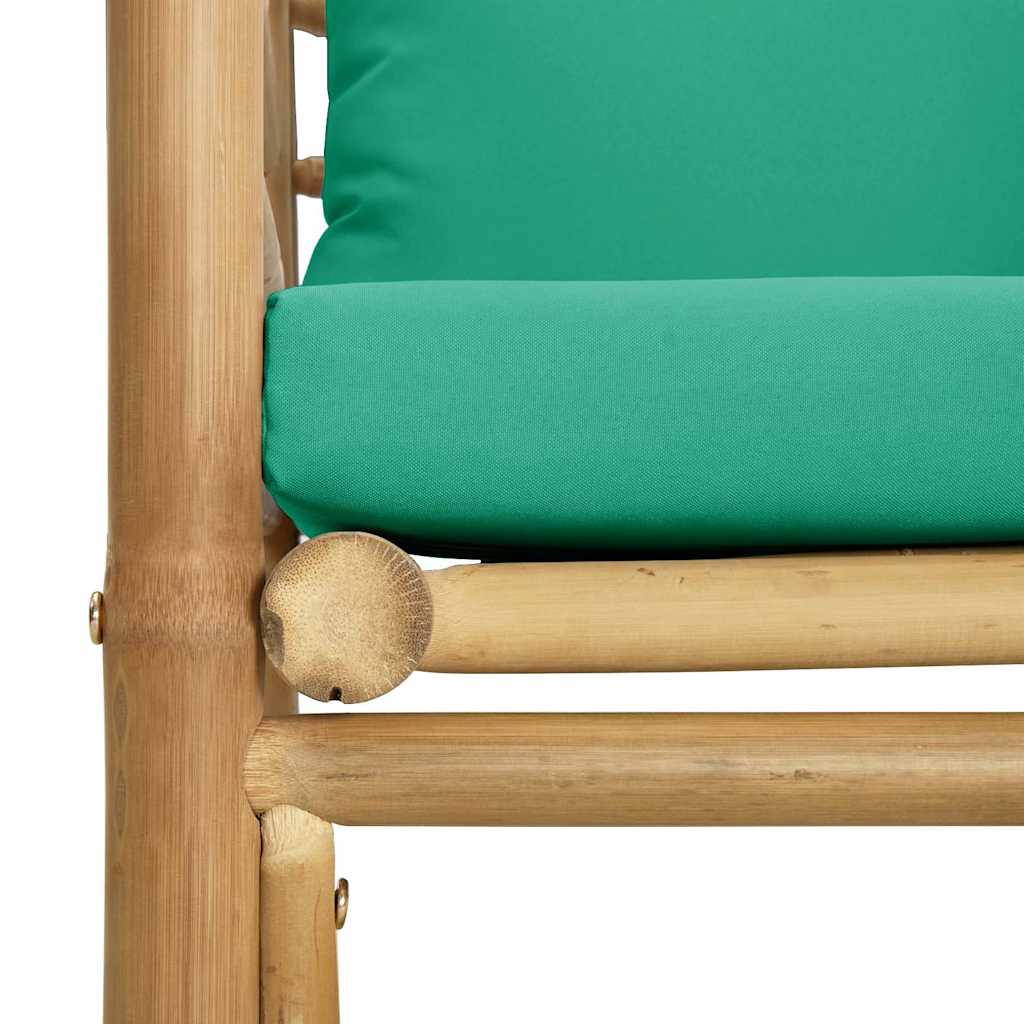 havesofa med grønne hynder bambus