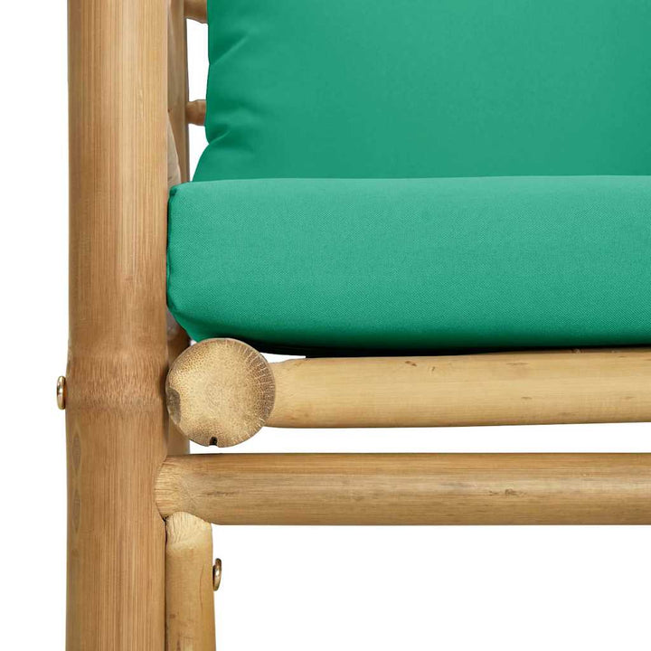 havesofa med grønne hynder bambus