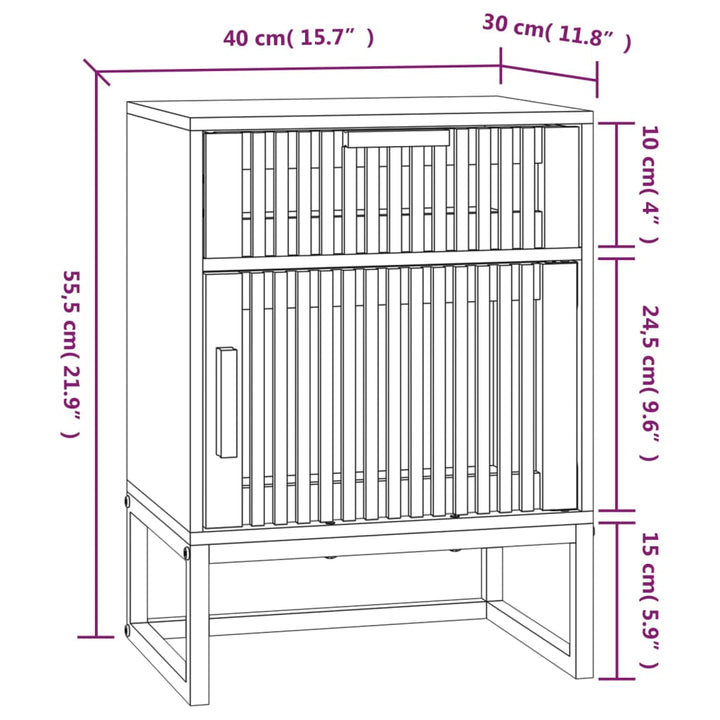 sengeborde 2 stk. 40x30x55,5 cm konstrueret træ og jern sort