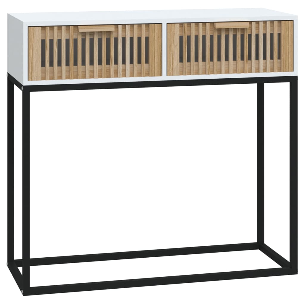 konsolbord 80x30x75 cm konstrueret træ og jern hvid