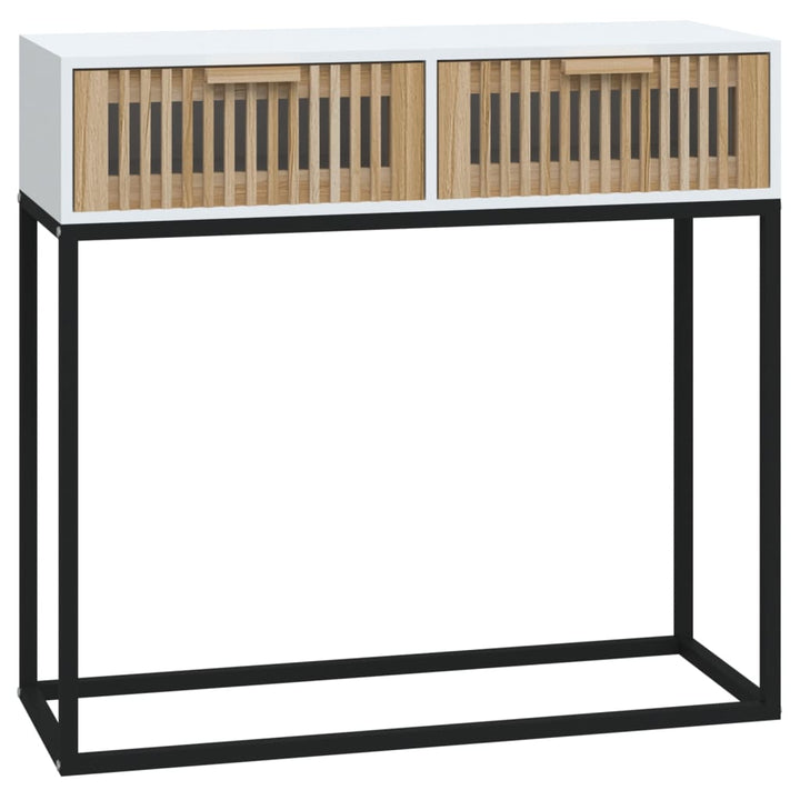 konsolbord 80x30x75 cm konstrueret træ og jern hvid