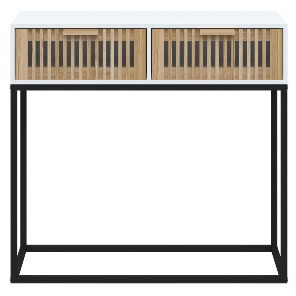 konsolbord 80x30x75 cm konstrueret træ og jern hvid